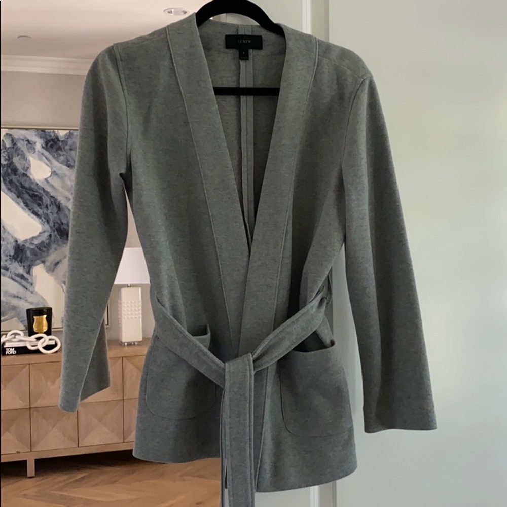 J. Crew gray wrap sweater S